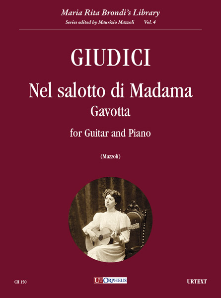֍ EUGENIO GIUDICI:
«NEL SALOTTO DI MADAMA» - Gavotta per Chitarra e Pianoforte
Curatore: MAURIZIO MAZZOLI
- Editore: Ut Orpheus
Codice: CH 150
°
- Classical Guitar Magazine (07-2013)
... Nel salotto di Madama takes the form of a light-hearted gavotte and, for its short duration, is a delightful and etertaining work, with the pieces’ comical attributes and several melodic quirky twists and turns along the way giving the work an almost ‘modern’ sound ... Duos of around the mid-range standard should find no real difficulties here. (Steve Marsch)
